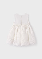 Rochita bebe organza roz cu broderie Abel & Lula 5013