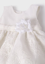 Rochita bebe organza roz cu broderie Abel & Lula 5013